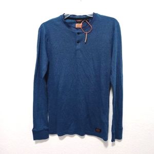 Superdry Men's Organic Cotton Long Sleeve Henley Tee Top size Medium